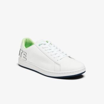 Lacoste Carnaby Evo Leather and Citrus Accent Sneakers Pánské - Tenisky Bílé / Tmavě Blankyt | CZ-C0